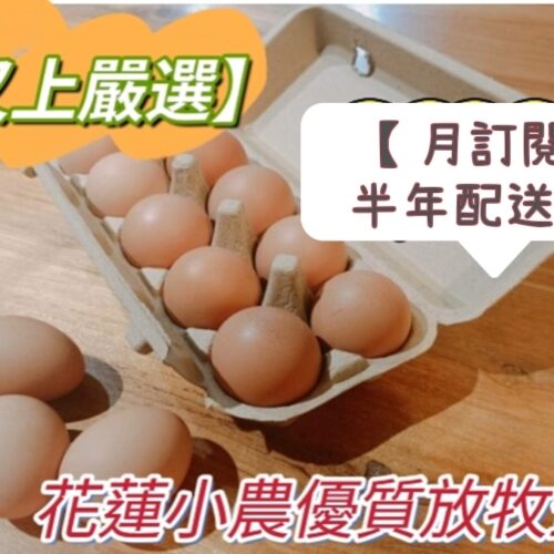【月訂閱】半年(配送6次)-4盒免運費花蓮小農優質放牧蛋 (10顆/盒，一組4盒(共40顆)